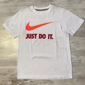 Nike White Orange Logo Tee Size Small 8 10 Years
